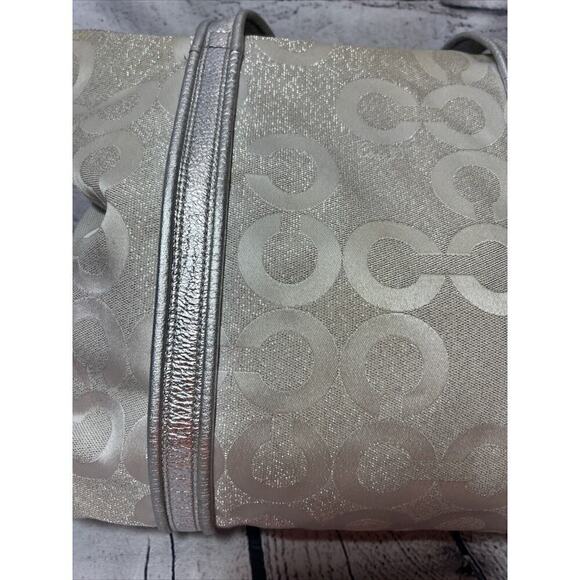 COACH Poppy Signature Silver Jacquard Large Designer‎ Tote Shoulder Bag 14575 - Picture 7 of 16